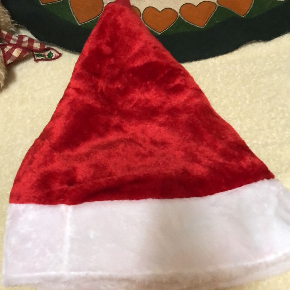 Christmas Tree Skirt Like Santa’s Cap 34"  fuzzy Red and White
